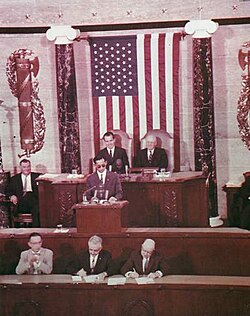 King Bhumibol Adulyadej addresses a joint session of the United States Congress, 1960.