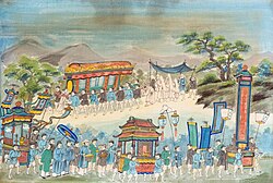 Vietnamese painting depicting a funeral during the Nguyễn dynasty