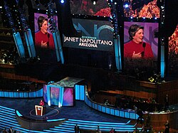 Napolitano speaks during the second day of the 2008 Democratic National Convention in Denver, Colorado.