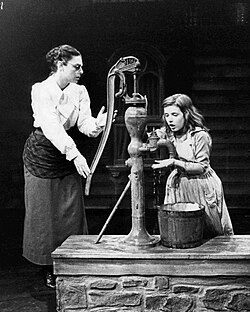 Bancroft (left) with Patty Duke in the stage production of The Miracle Worker, 1960
