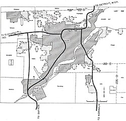 A 1955 Interstate planning map of Toledo