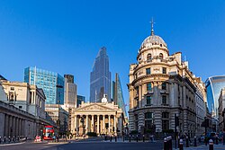 City of London skyline from London City Hall. London is Europe's largest financial centre.[255]