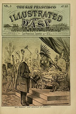 Frémont on the cover of The Wasp following his appointment as governor of the Arizona Territory, September 21, 1878
