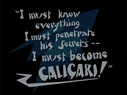 The Cabinet of Dr. Caligari (1920) used stylized inter-titles.