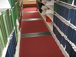 Journal issues bound into volumes in a library