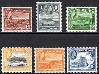 Queen Elizabeth II on 1953 Antiguan stamps