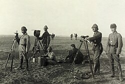 Fig. 3 A Turkish / Ottoman Empire heliograph military crew at Huj during the First World War, 1917