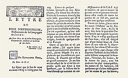 Section of a letter from François Xavier d'Entrecolles about Chinese porcelain manufacturing techniques, 1712, re-published by Jean-Baptiste Du Halde in 1735