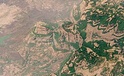 Oblique satellite view of the Deccan Traps