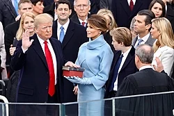 Trump being inaugurated on January 20, 2017 as the 45th president of the United States