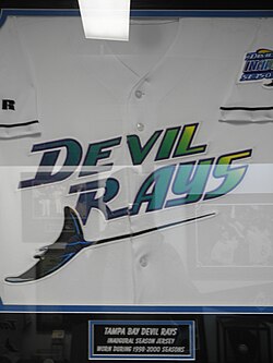 The Tampa Bay Devil Rays uniform used from 1998 to 2000