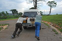 Workers from an NGO participating in local community work - some critics allege that NGOs prioritize their special interests over community wellbeing.
