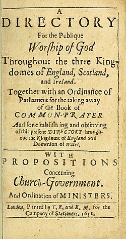 The Directory for Public Worship described what should (and should not) occur in worship.