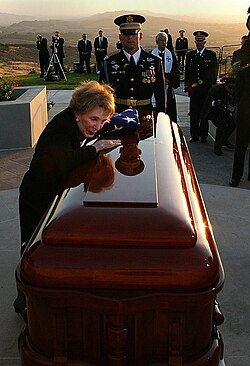 Reagan says her last goodbye to Ronald Reagan following a week-long state funeral, 2004