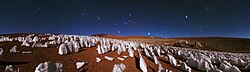 Penitentes under the night sky of the Atacama Desert