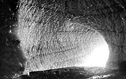 Glacier cave in Big Four Glacier, Big Four Mountain, Washington, c. 1920