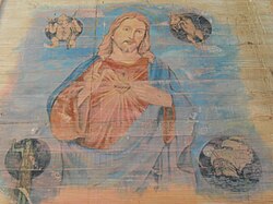 Icon in the church of Dalcahue: Christ being surrounded by mythological creatures of Chiloé