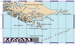 Southern tip of South America, showing Cape Horn