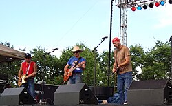 The Red Dirt Rangers (Ben Han, Brad Piccolo, John Cooper) performing at the Woody Guthrie Folk Festival. July 12, 2008.