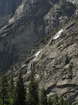 Staircase Falls in Yosemite National Park only flows after heavy rainfall or snowmelt