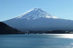 Mount Fuji at sunrise from Lake Kawaguchi