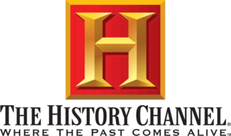 The History Channel's original logo used from January 1, 1995 to February 15, 2008, with the slogan "Where the past comes alive." In the station's early years, the red background was not there, and later it sometimes appeared blue (in documentaries), light green (in biographies), purple (in sitcoms), yellow (in reality shows), or orange (in short form content) instead of red.