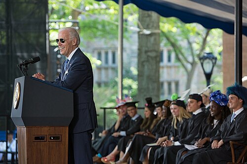 Then-Vice President Joe Biden delivering a commencement speech to the graduating class of 2015 at Yale University