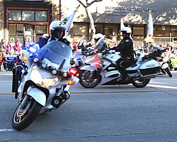 Pasadena Police Department officers on motorcycles during the 2014 Rose Parade