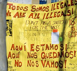 Hispanic protest against California immigration policy. Todos somos ilegales – We are all Illegals.