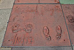Douglas's hand and footprints at Grauman's Chinese Theatre in Los Angeles