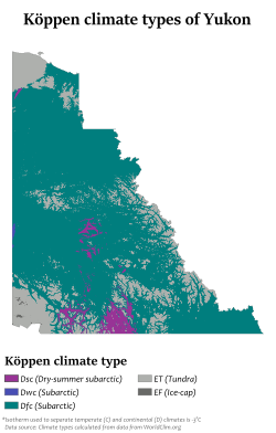 Köppen climate types in Yukon