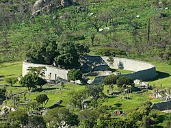 Ruins of Great Zimbabwe. Kalanga/Shona rulers of this kingdom dominated trade at Ingombe Ilede.