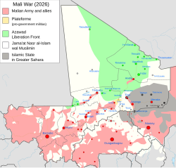 Military situation in Mali. For a detailed map, see here.