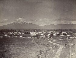 Mount Taranaki viewed from Inglewood, 1896
