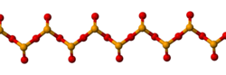 Structure of the polymer SeO2: The (pyramidal) selenium atoms are yellow.