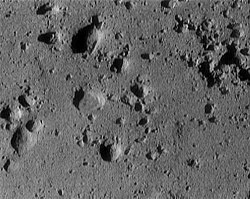 Taken from just 250 m above the surface of Eros as the NEAR Shoemaker spacecraft was landing, this image shows an area that is only 12 m across.