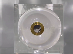 Lunar regolith sample collected by China's Chang'e 5 mission displayed at Airshow China 2021.