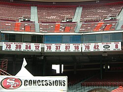 San Francisco 49ers. retired numbers displayed at Candlestick Park in June 2009