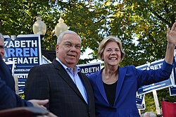 Menino with Elizabeth Warren at the event where he endorsed her for U.S. Senate
