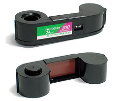 110 film cartridge (shown from front and from rear)