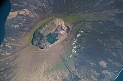 Satellite photograph of the summit caldera on Fernandina Island in the Galápagos archipelago