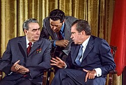 Nixon with Brezhnev during the Soviet leader's trip to the U.S., 1973