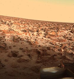 Frosted terrain on Utopia Planitia, taken by the Viking 2 lander in 1979