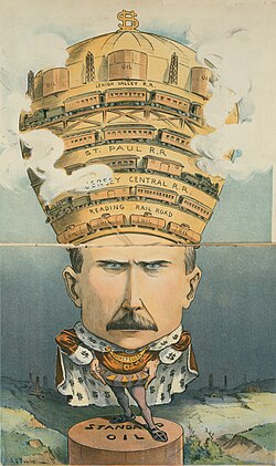 Rockefeller as an industrial emperor, 1901 cartoon from Puck magazine
