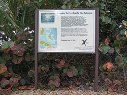A sign at Bill Baggs Cape Florida State Park commemorating hundreds of enslaved African Americans who in the early 1820s escaped from this area with the help of British boat captains to freedom in the Bahamas.