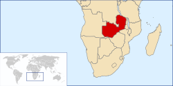 The location of Zambia