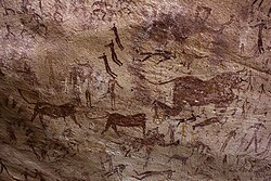 Rock paintings from the Cave of Beasts (Gilf Kebir, Libyan Desert) Estimated 7000 BP