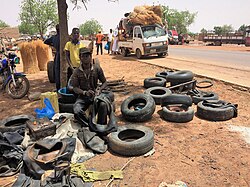 A tire repair shop in Niger