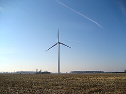 This Wind Turbine in Bowling Green is one of the many wind turbines in rural Northwest Ohio areas.