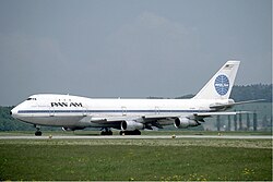 Pan Am Boeing 747 Clipper Neptune's Car in 1985. The deregulation of the American airline industry increased the financial troubles of the airline which ultimately filed for bankruptcy in December 1991.[68]